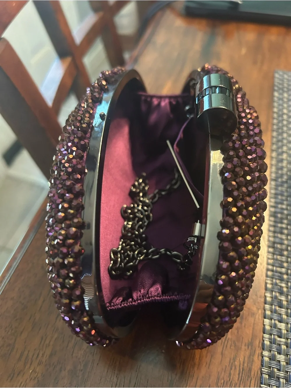 Sondra Roberts Purple Crystal Evening Clutch